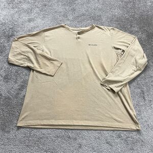 Columbia Omni Wick Shirt Mens XXL Brown Crew Neck Long Sleeve Active Top Casual